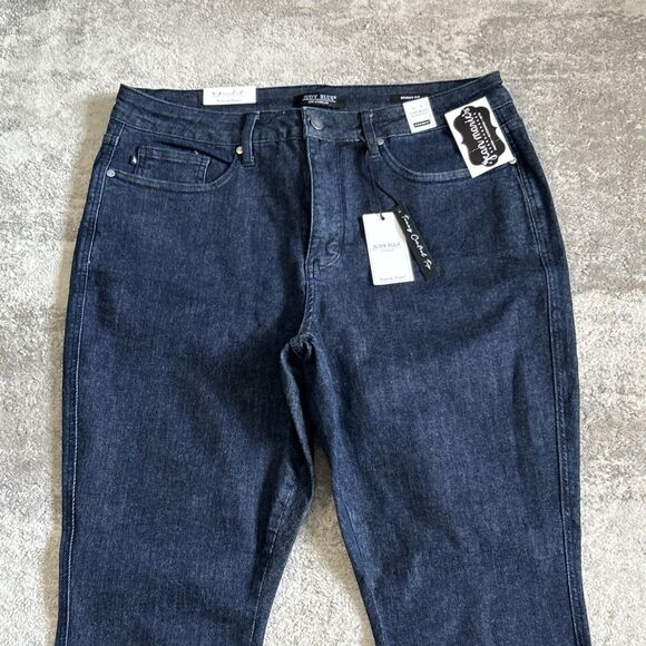 Judy Blue Jeans Womens 18W Skinny Fit Dark Wash Stretch Raw Hem JB88703DK New - Picture 2 of 10